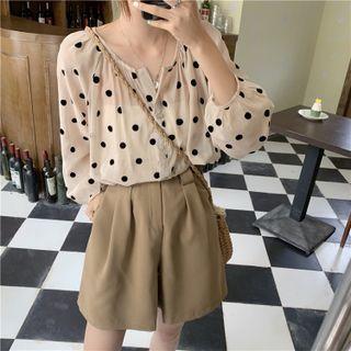 3/4-sleeve Dotted Blouse / Shorts