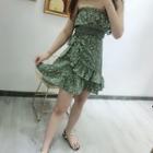 Floral Print Off-shoulder Ruffle-trim A-line Dress
