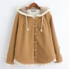 Lace Trim Hooded Knit Coat