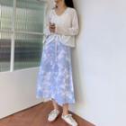 Dye Print Midi A-line Skirt Blue & White - One Size