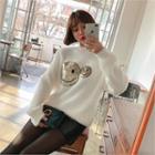 Sequined-emoji Furry Sweater