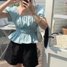 Square-neck Ruched Slim Fit Top