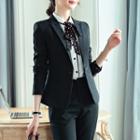 Single-buttoned Blazer / Slim-fit Dress Pants / Long-sleeve Shirt / Mini Pencil Skirt