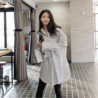 Pocket-front Stripe Loose-fit Shirt