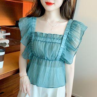 Ruffle Sleeves Square Neck Blouse