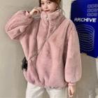 Fluffy Mock-neck Half-zip Sweatshirt