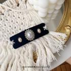Faux Pearl Velvet Hair Clip 1 Pc - As Shown In Figure - One Size