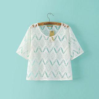 Short Sleeve Crochet Lace Top