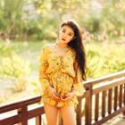 Set: Floral Print Bikini + Romper