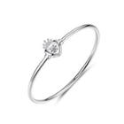925 Sterling Silver Fashion And Elegant Heart-shaped Crown Cubic Zirconia Bangle Silver - One Size