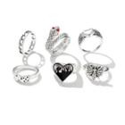 Set Of 6: Alloy Ring (various Designs) 54167 - Black & Silver - One Size