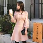 Lace-trim A-line Knit Dress