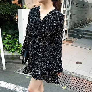 Wrap-front Polka-dot Mini Dress