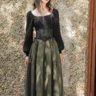 Plain Knit Top / Midi A-line Skirt / Set