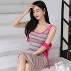 Striped Midi Knit Tank Dress As Shown In Figure - One Size