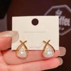 Faux Pearl Alloy Drop Earring 1 Pair - White - One Size