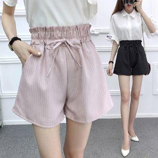 Drawstring Waist Pinstriped Shorts