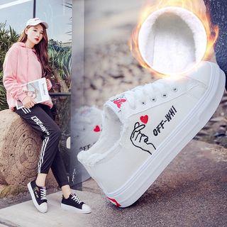 Embroidered Platform Lace-up Sneakers