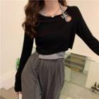 Set: Halter Top + Long-sleeve Cropped T-shirt