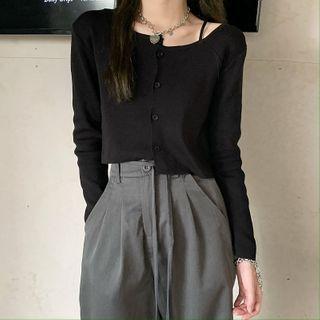 Asymmetrical Cardigan / Wide-leg Pants