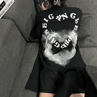 Short-sleeve Letter Heart Print Loose-fit T-shirt