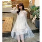 Sequin Long-sleeve A-line Mesh Dress