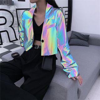 Reflective Single-button Plain Blazer