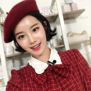 Color-block Checked Blouse