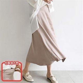 Zip-side Satin Skirt