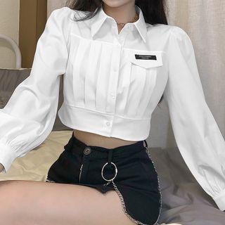 Pintuck Cropped Blouse