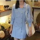 Striped 3/4-sleeve Double-breasted Dress