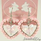 Sweet Lover Pink Heart Butterfly Earrings
