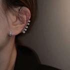 Faux Pearl Ear Cuff 1 Pc - Left Ear - Silver - One Size