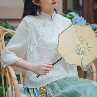 Elbow-sleeve Mesh Hanfu Top