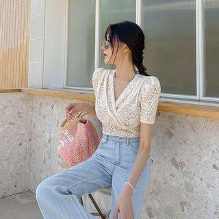 Wrap-front Full Lace Top