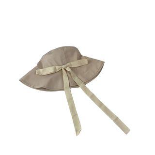 Ribbon-accent Plain Bucket Hat
