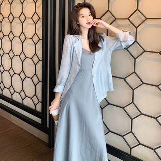 Plain Long-sleeve Shirt / Plain Sleeveless Dress