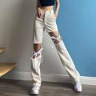Cut-out High Waist Straight Leg Pants