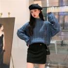 Melange Mock-neck Sweater Blue - One Size