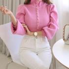 Turtleneck Knit Blouse Pink - One Size