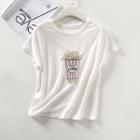 Short-sleeve Popcorn Embroidered T-shirt