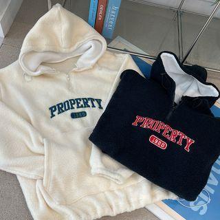 Letter Zipped Fleece Hoodie