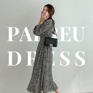 Tie-waist Long Leopard Dress