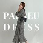 Tie-waist Long Leopard Dress