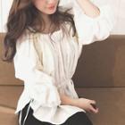 Off-shoulder Drawstring Waist Blouse