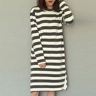 Striped Long-sleeve T-shirt Dress