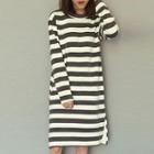 Striped Long-sleeve T-shirt Dress