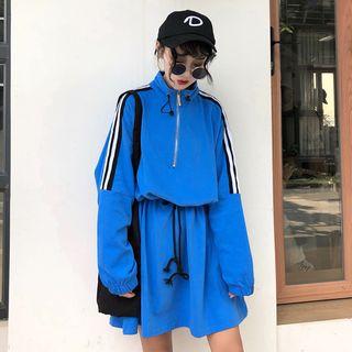 Striped Drawstring Pullover Dress