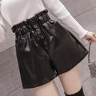 Faux Leather Buttoned Shorts