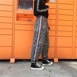 Leopard Print Fleece-lined Pants